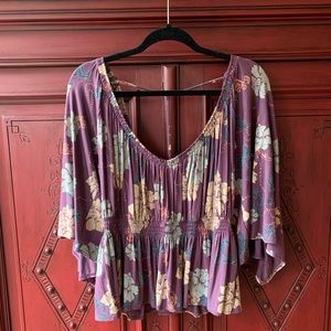Free People- NWOT floral peplum top!!!